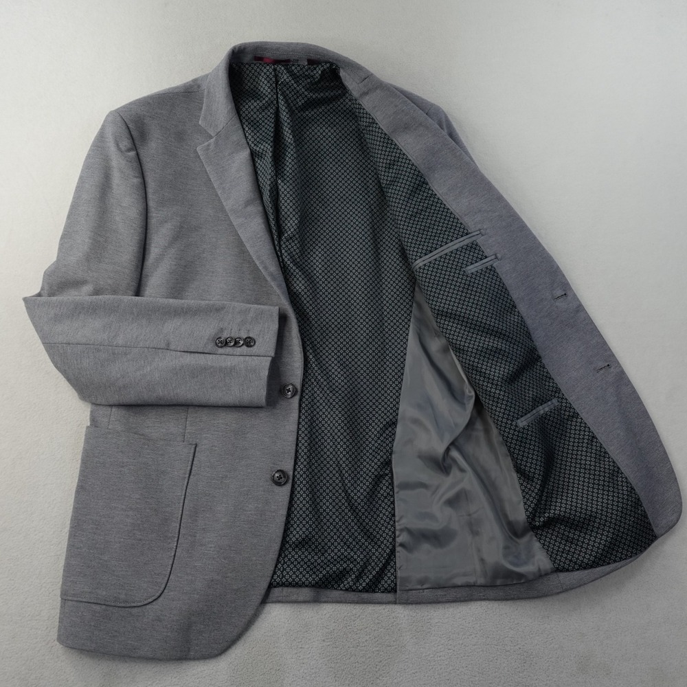 Johnston Murphy Mens Large Gray Stretch Blazer Sport Coat Two Button Business